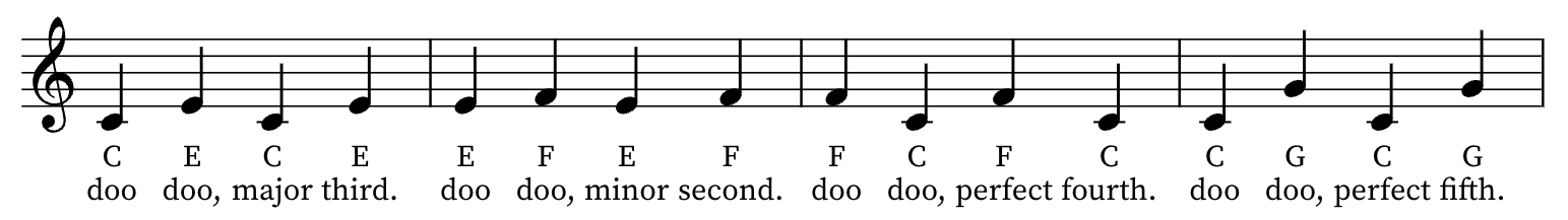 Singing sets of intervals, exercise 3